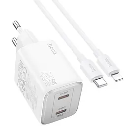 МЗП N42 Elogiado PD45W (2USB-C) + кабель Type-C to Lightning White Hoco teh0029641 - мініатюра 2