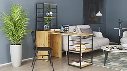 Стіл-тумба трансформер Смарт 3/2 з етажеркою Ferrum-decor 1430x1450x600 Чорний метал ДСП Дуб Артизан 16 мм (FRD-105121) - мініатюра 10