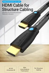 Кабель Vention HDMI M - M,10.0 м V2.0 Engineering 4K 60Гц 18Gbps HD 7.1 PVC Black - мініатюра 9