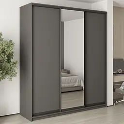 Шафа-купе тридверна MebelStar Стандарт BG 2ДСП/Дзеркало 210x45x240 см Антрацит (MBS-8667)