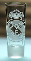 Скляна чарка 60мл Реал Мадрид Real Madrid з гравіюванням подарунок для фаната стопка  футбольна стопка