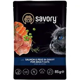 Набір вологих кормів Savory 3+1 для дорослих котів, лосось з горохом у соусі 340 г (4 шт. х 85 г) - мініатюра 5