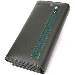 Горизонтальний гаманець у два складення з натуральної шкіри ST Leather 23067 зелений - мініатюра 2