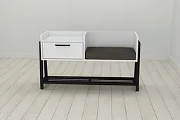 Банкетка з тумбочкою Ferrum-decor Бланка 540x1000x320 метал Чорний ДСП Білий 16 мм (FRD-103024) - мініатюра 3