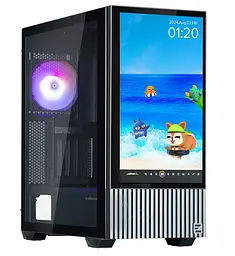 Корпус Zalman Z10 DS Black Mid Tower без БП для ATX / Micro ATX / Mini ITX 1xType-C / 2xUSB 3.0 макс. CPU - 173 мм / VGA - 395 мм 1x120 мм ARGB / 2x120 мм 15.6` LCD екран (1920x1080) бічна панель із загартованого скла - мініатюра 2