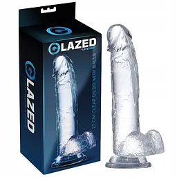 Фалоімітатор Glazed With Balls 22 см (прозорий) - мініатюра 2