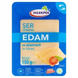 Сир напівтвердий Mlekpol Edam нарізаний 150 г (5900820005535)