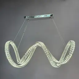 Люстра кришталева над столом Linisoln 7115/100 CH метал, кришталь, LED, 120Вт*2, висота 45-120 см, ширина 97*36 см - мініатюра 3