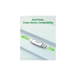 USB флеш накопичувач Acer 64GB UT300 USB-A/Type-C 3.2 Silver (BL.9BWWA.589) - мініатюра 2