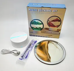 Настільна LED лампа нічник RGB пісочний годинник Картина рухомий пісок USB світильник UKC 3D Sandscape жовтий - мініатюра 11