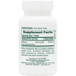 Нiацинамiд (В3) Natures Plus Niacinamide 500 мг 90 таблеток  - мініатюра 2
