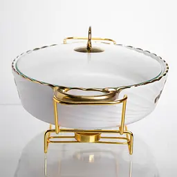 Марміт порцеляновий  Yiwu  Margaret 2 л 35х25 см зі скляною кришкою (YYSH1216) Yiwu YYSH1216 - мініатюра 6