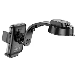 Автоутримувач HOCO HW14+ Wireless Charging 15W, кріплення на торпеду, затискач 55-90мм, Black, Box - мініатюра 3