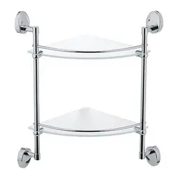 Полиця скляна подвійна кутова 250x250 Frap F1907-2 1/10, Хром