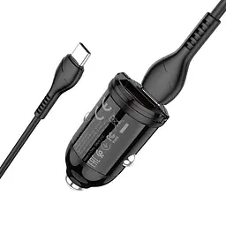 Автомобільний зарядний пристрій 1USB + Type-C Hoco NZ2 Link PD30W+QC3.0 Black + Cable Type-C to Type-C 1m - мініатюра 6