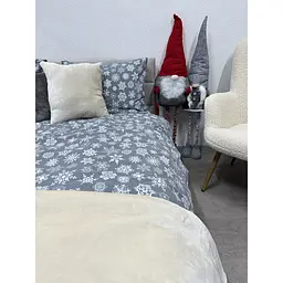 Комплект постільної білизни Ecotton двоспальний 15501 Сніжинка на сiрому (24263) - мініатюра 4