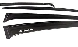 Дефлектори окон ветровики Skoda Superb I 2001-2008 Седан Скотч 3M Voron Glass - мініатюра 4