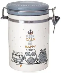 Банка керамічна Be Happy «Совушки», кришка із клямкою S&T 16 см kuh0010009