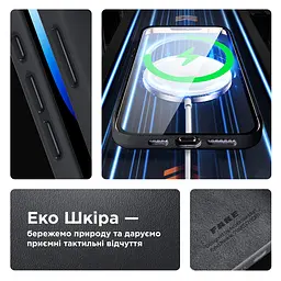 Кожаный чехол-панель для Apple iPhone 15 Plus, FAKE Leather Case, черный, искусственная кожа, премиум, противоударный, защита всего корпуса, с мягкой подкладкой, поддержка MagSafe и беспроводной зарядки, ArmorStandart (ARM76293) - мініатюра 4