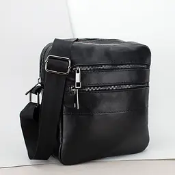 Сумка чоловіча шкіряна чорна на 2 відділення Handycover S424