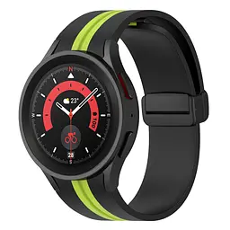 Браслет Cls-line-black для Samsung Galaxy Watch 5 - чорно-зелений ширина кріплення 20мм силікон Watchbands (W35-7WB12227561) - мініатюра 2
