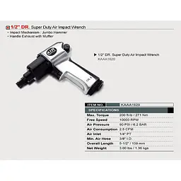 Пневмогайковерт для шиномонтажу 1/2" 271N/m 10000 об/хв Toptul hoz0009534 - мініатюра 2