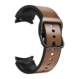Браслет West для Samsung Galaxy Watch 4 - коричнево-чорний ширина кріплення 20мм силікон-шкіра Watchbands (W17-6WB20515655) - мініатюра 3