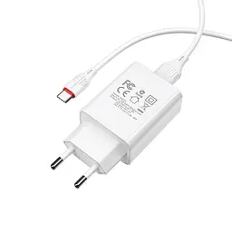 МЗП Borofone BA21A Long journey QC3.0 3A (1USB-A) + кабель USB to Type-C Білий - мініатюра 7