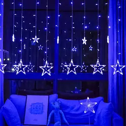 Гірлянда світлодіодна Star Curtain 4.2 м 100 LED, штора зорі синя, новорічна бахрома для дому - мініатюра 5