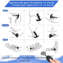 Масажер простати I’MCUM DeepMotion 360 з вібрацією та обертанням та пультом керування Чорний (IM-KGS209) - мініатюра 5