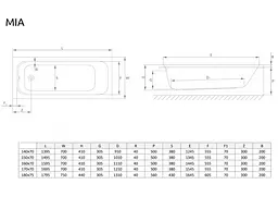 Ванна акрилова Radaway Mia 140x70 з ніжками, біла (WA1-50-140x070) - мініатюра 3