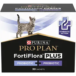Уцінка. Пробіотик з пребіотиком для дорослих котів та кошенят Purina Pro Plan FortiFlora Plus для підтримання нормальної міклофлори кишечника 45 г (30 x 1.5 г) 