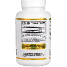 Вітамін C California Gold Nutrition Gold C 1000 мг 240 вегетаріанських капсул - мініатюра 2