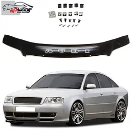 Дефлектор капоту мухобійка для Audi A6 (С5) 1997-2004 Євро Кріплення (Vip Tuning) AD11