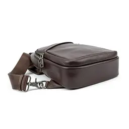 Сумка-слінг чоловіча шкіряна TDING BAG 8010C шоколад - мініатюра 4