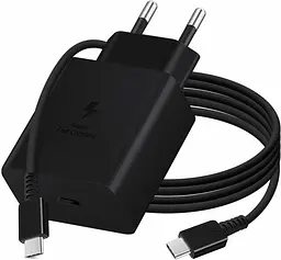 Мережевий зарядний комплект Samsung 45W Compact Power Adapter (EP-T4510XBE) блок з кабелем C to C чорний