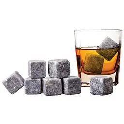 Камені для охолодження напоїв Whiskey Stones, стеатитові кубики, набір 9 шт з чохлом