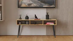 Тумба під телевізор Кентуккі Ferrum-decor 45x139x38 Чорний метал ДСП Дуб Артізан 16 мм (FRD-106734)