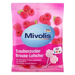 Mivolis Декстроза, льодяник для дітей ЗІ СМАКОМ МАЛИНИ, 75g г