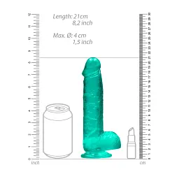 Фалоімітатор RealRock Crystal Clear 8" 21 см (зелений) - мініатюра 13