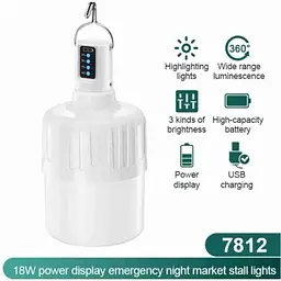 Акумуляторна кемпінгова LED лампа 18W 2000mAh світильник з гачком USB зарядка ліхтар світильник 14х8см 2 режими яскравості DP 7812 - мініатюра 3