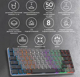 Клавіатура ігрова механічна GamePro MK-140R USB Red Swich Low Profile Dark Gray - мініатюра 4