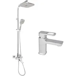 Душова система з виливом Lidz Wawel 1030 + змішувач для умивальника Lidz Wawel 001 Chrome, Хром