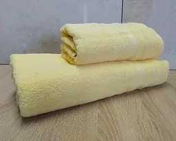 Набір турецьких махрових рушників Ada Turkey 50х90+70х140 Light yellow - мініатюра 3