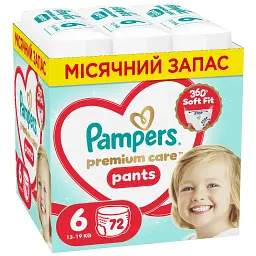 Підгузки Pampers Premium Care Pants Розмір 6 (13-19 кг) 72 шт (8006530320139)