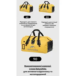 Водонепроникна дорожня сумка Naturehike CNK2450XB015 90 л жовта - мініатюра 2