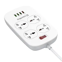 Фільтр живлення ColorWay CW-CHU44QW 4 розетки, 4 USB (1QC3.0+3 AUTO ID), 1.8 м, білий - мініатюра 3