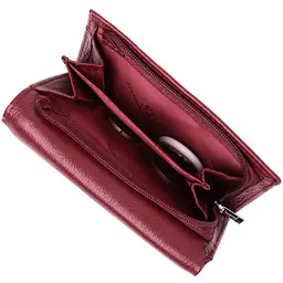 Шкіряний жіночий гаманець у три складання ST Leather 22489 бордовий - мініатюра 10