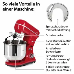 Міксер планетарний червоний ADE KA 2100-1 - мініатюра 5
