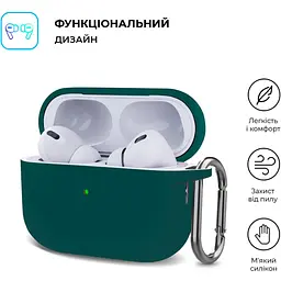 Чохол ArmorStandart Hang Silicone Case для Apple AirPods Pro 2 Dark Green (ARM68591) [105592] - мініатюра 3